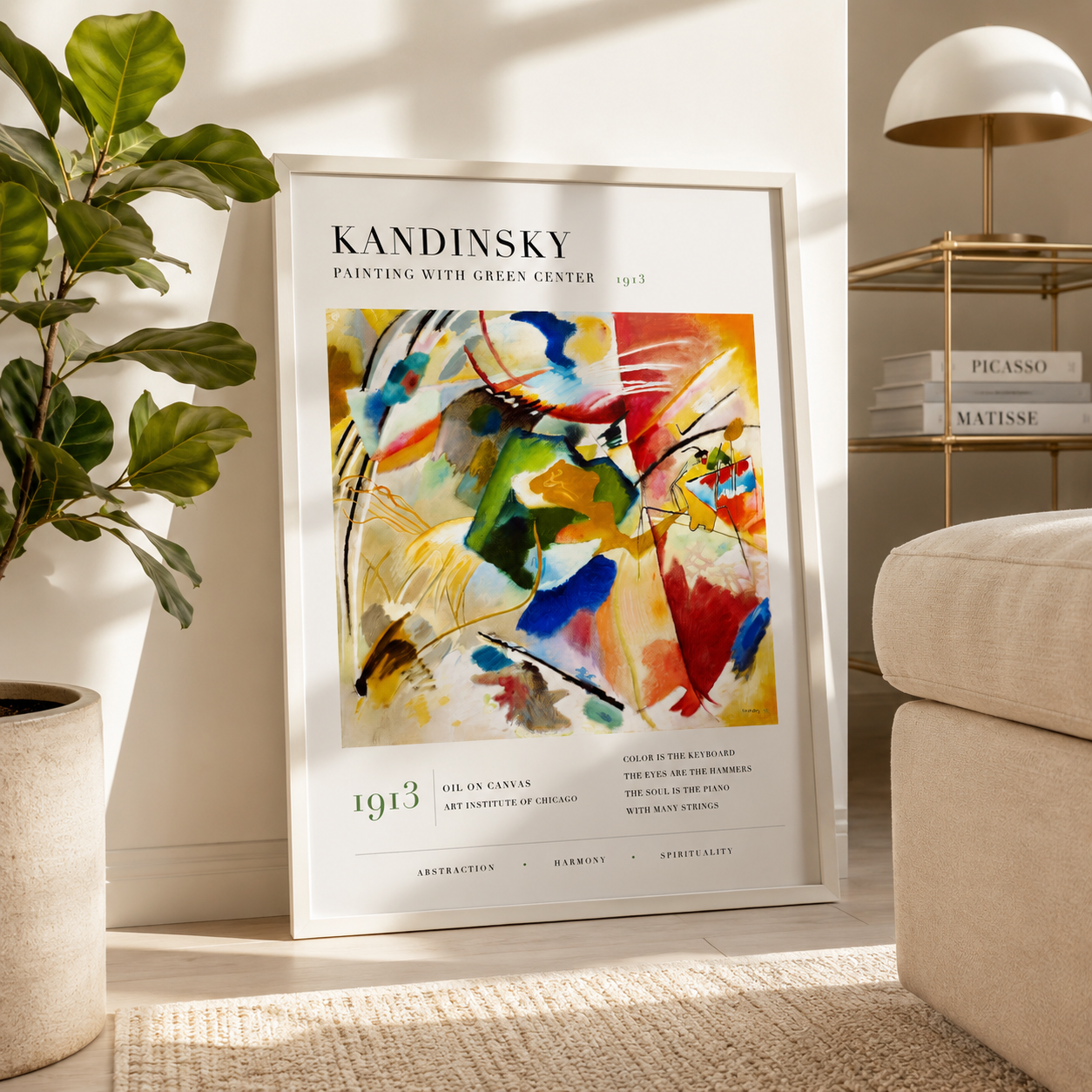 Kandinsky Painting with Green Center, 1913, Modern Abstract Wall Art Print