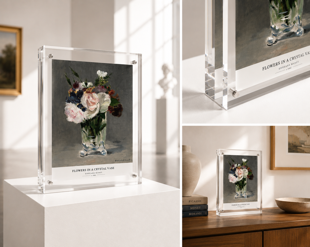 Personalized Framed Memorial: Manet's Flowers in a Crystal Vase