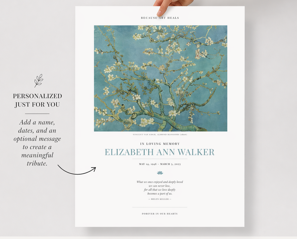 Van Gogh Almond Blossoms Memorial Print, Personalized Condolence Gift