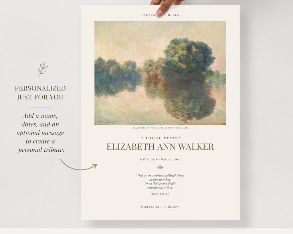 Personalized Memorial Poster, Monet Seine at Giverny Print