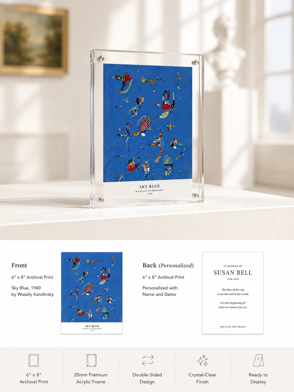 Personalized Framed Memorial: Kandinsky's Blue Sky