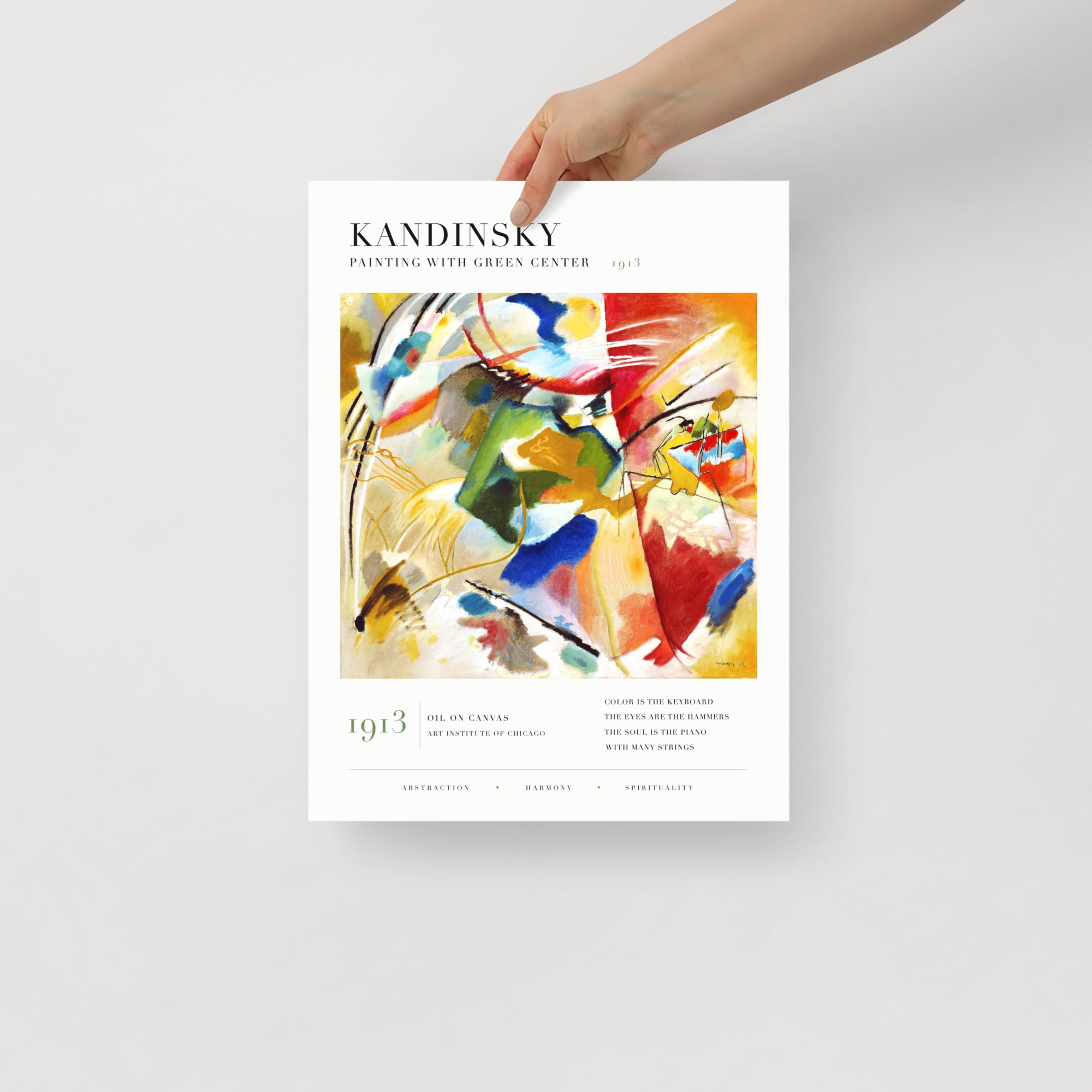 Kandinsky Painting with Green Center, 1913, Modern Abstract Wall Art Print