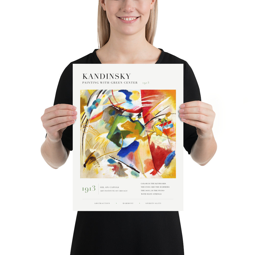 Kandinsky Painting with Green Center, 1913, Modern Abstract Wall Art Print