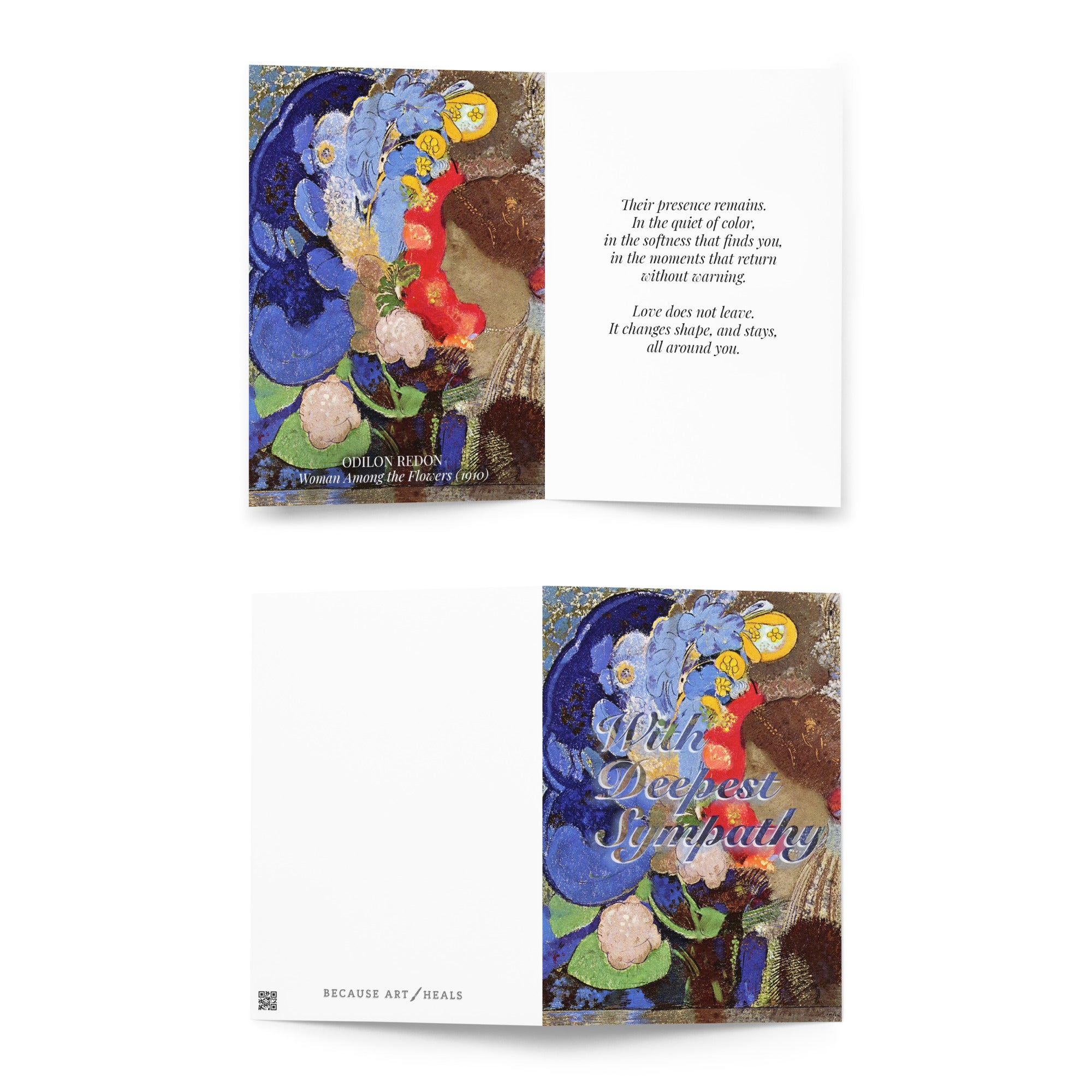 Odilon Redon, Woman With Flowers Condolence Card