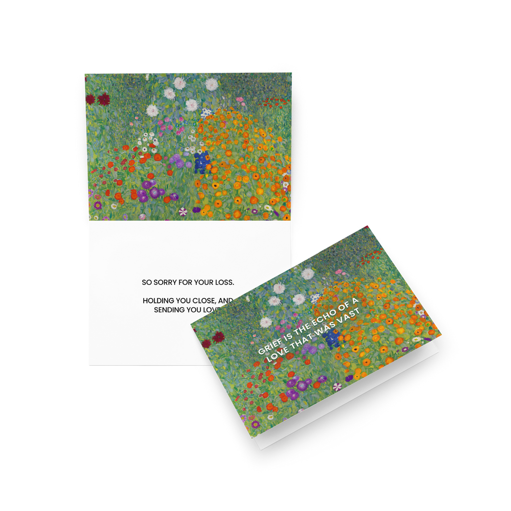 Klimt Flower Garden (1907) Condolence Card, Grief is the Echo of Love