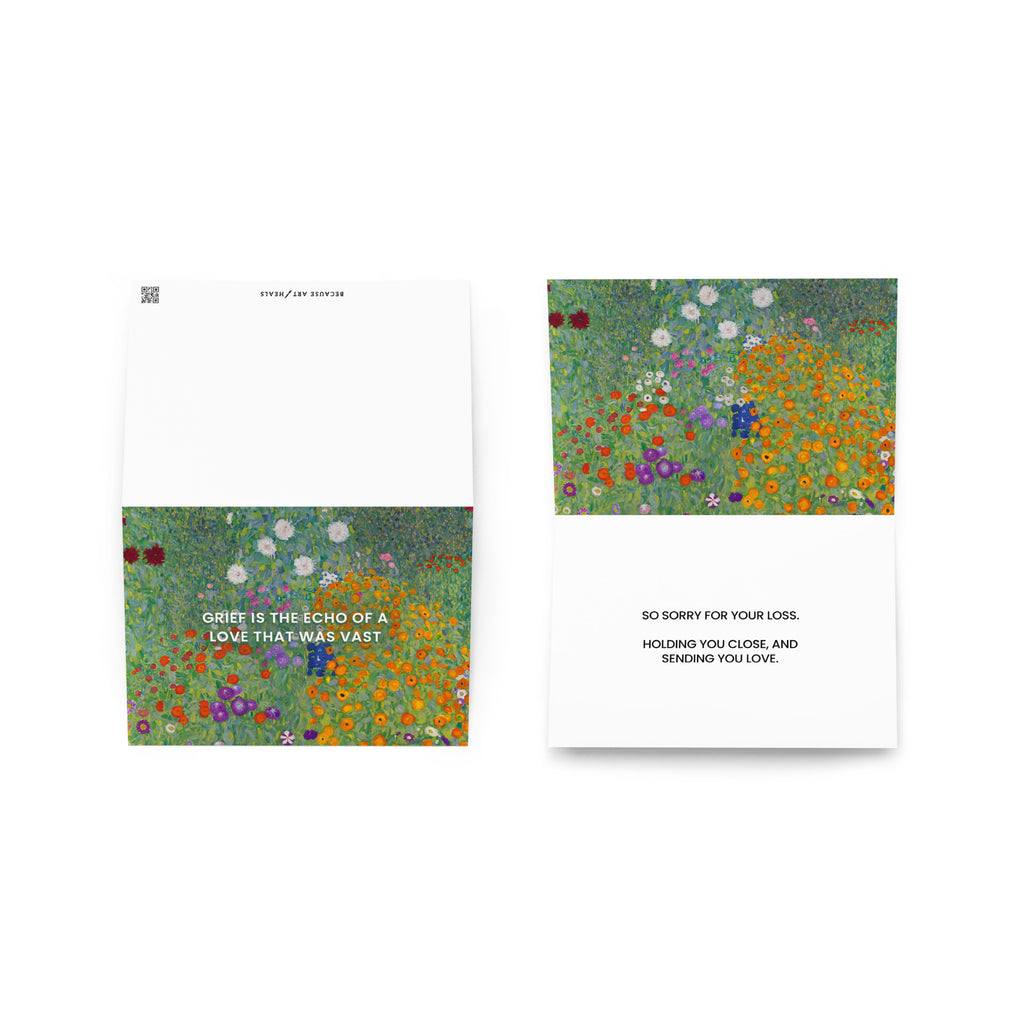 Klimt Flower Garden (1907) Condolence Card, Grief is the Echo of Love