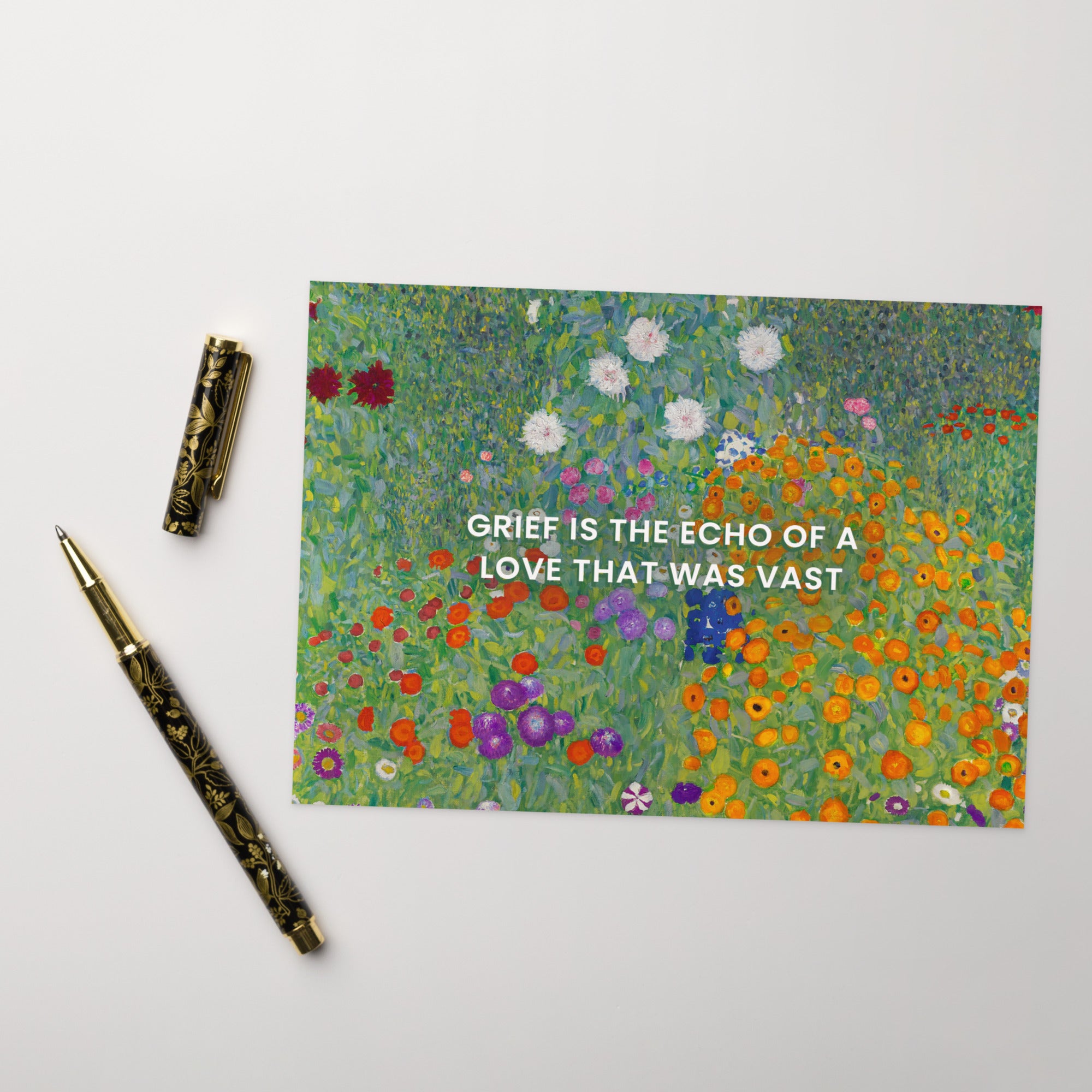 Klimt Flower Garden (1907) Condolence Card, Grief is the Echo of Love