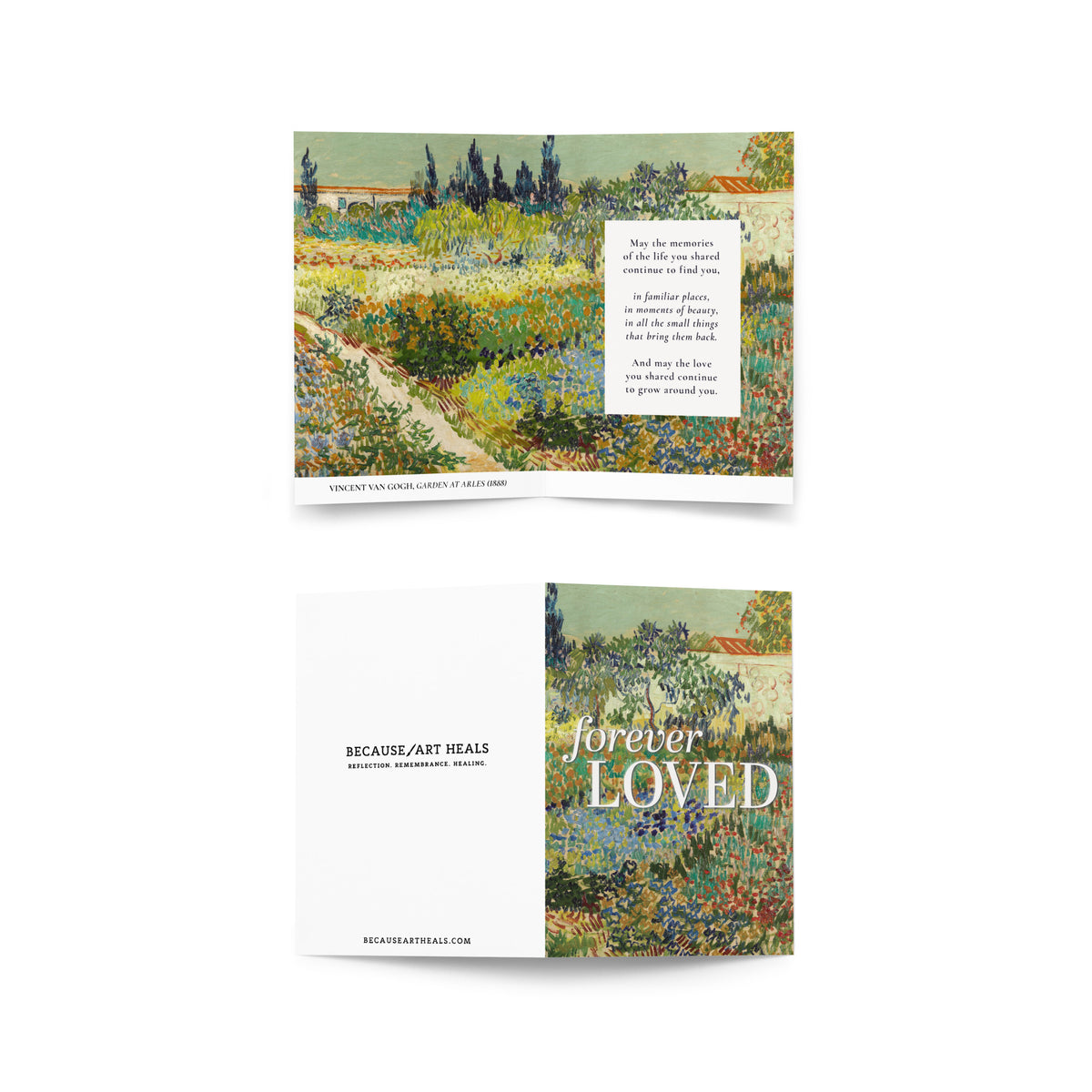 Vincent van Gogh, Garden at Arles (1888); Forever Loved Condolence Card
