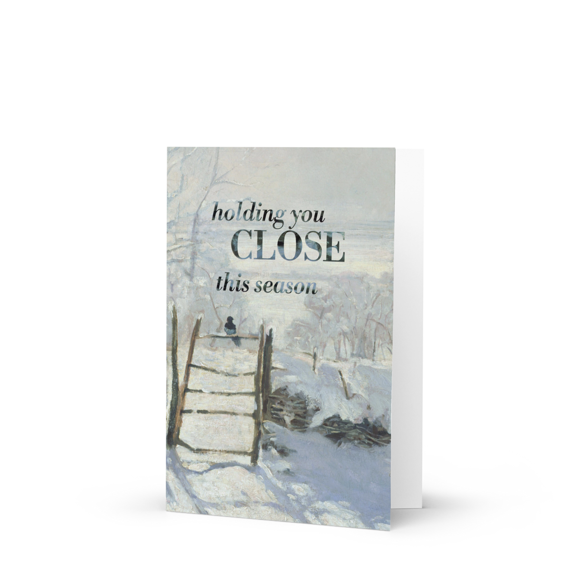 Holding You Close Holiday Memorial Card; Monet Magpie