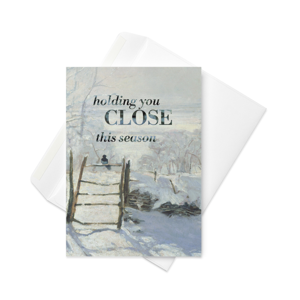 Holding You Close Holiday Memorial Card; Monet Magpie