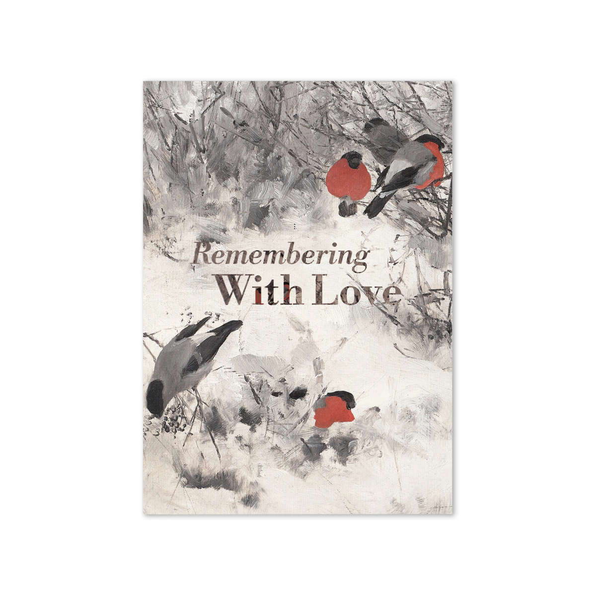 Remembering with Love Memorial Card Bullfinches by Liljefors