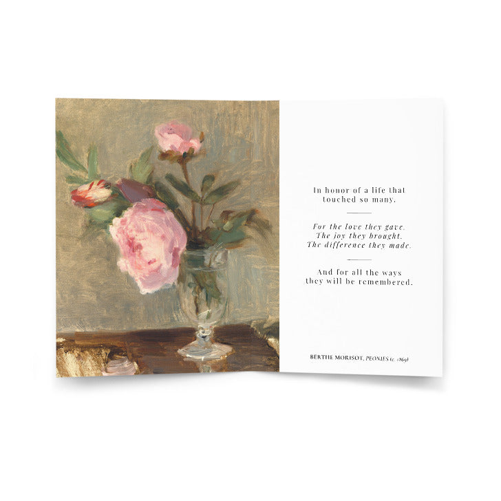 Berthe Morisot, Peonies (1869); In Loving Memory